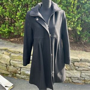 DKNY Women's Black Hooded Coat